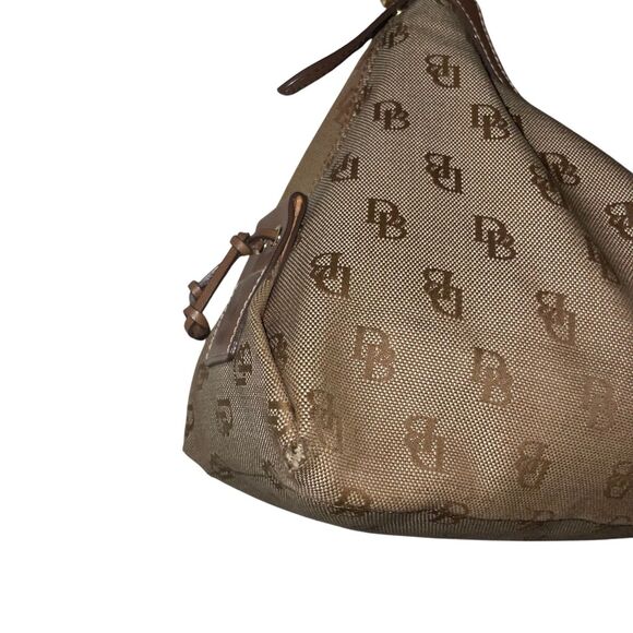 Dooney & Bourke Signature East/West Shoulder Bag in Brown Canvas w Leather Trim - Picture 11 of 12